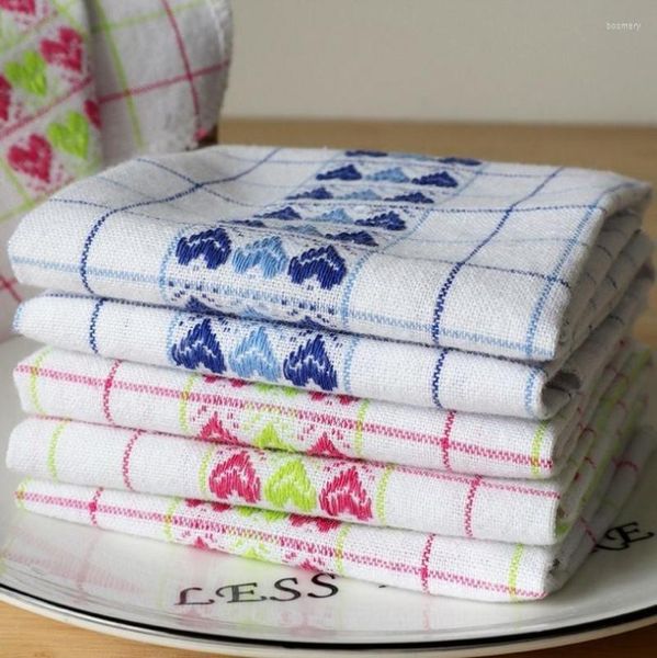 Guardanapo de mesa 5pcs/conjunto 30x30cm em forma de coração jacquard algodão quadrado cozinha absorvente toalha de lenços lenços de óleo antiaderentes