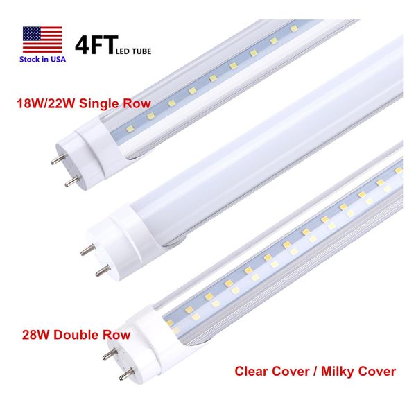 Tubos de Led 4Ft T8 Tube Light Bbs 18W 22W 28W 4 Foot T12 Substituição Para Luminárias Fluorescentes Transparente / Fosco Power Bypass Lastro Gar Dhopq