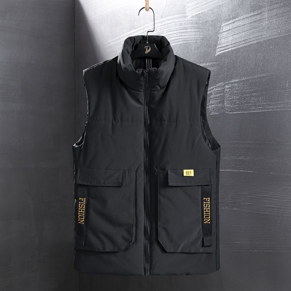 Gilet da uomo Inverno Lavoro Uomo Caldo Gilet imbottito taglie forti 7XL Colletto alla coreana Gilet addensato Giacca senza maniche tascabile di grande capacità Uomo 230320