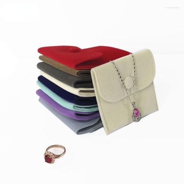 Sacos de armazenamento jóias de veludo coloridas para mini colar de cordão de anel de bracelete