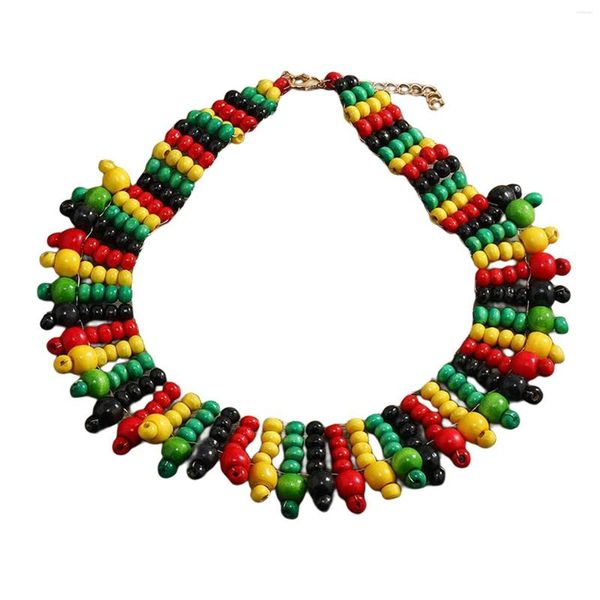 Girocollo Boho Collana di perline Dichiarazione Perline africane grosse colorate Regalo Collare a strati Gioielli da donna