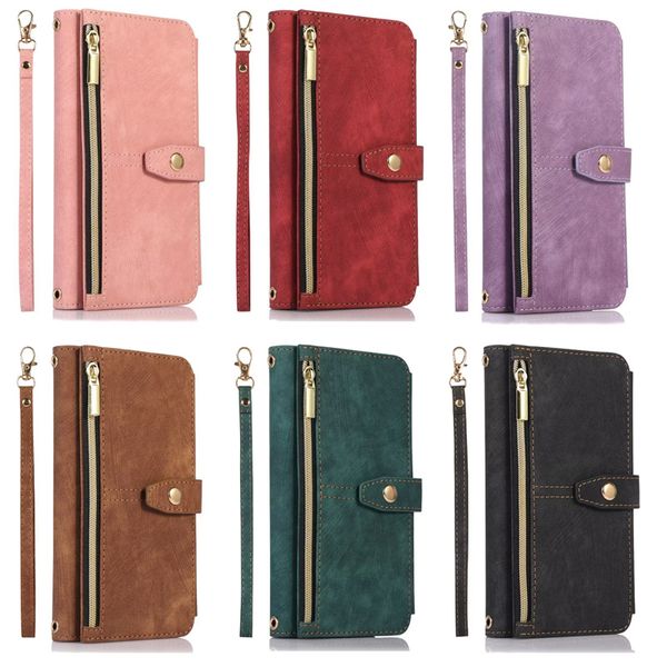 Custodie per cellulari per S23 PLUS S22 Ultra S21FE NOTE20 A14 A34 A54 A33 A53 Google 7 pro Zipper Flip Leather Wallet Book Cover