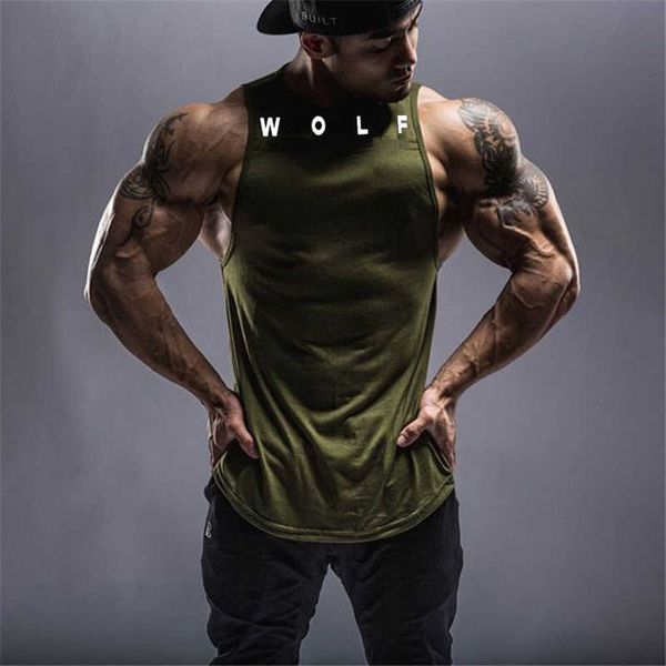 Herren-Tanktops, europäische und amerikanische Herren-Fitness, ärmellos, Laufen, Sport, Fitnessstudio, Stitng-Weste, WOLF V, heiß im Sommer Z0320