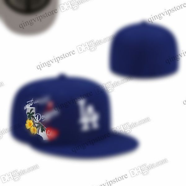 2023 Men's Royal Blue Flowers Peak Pico completo Caps fechados Wrold Heart Baseball Sports Todas