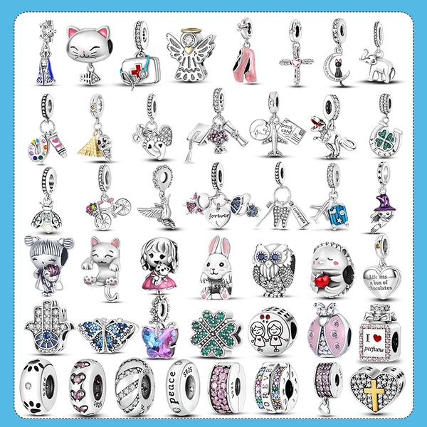 925 Gümüş Fit Pandora Orijinal Takılar Diy Kolye Kadın Bilezikler Boncuklar Takım Uçak Bavul Kolye Aşk
