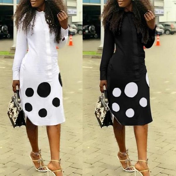 Lässige Kleider Afrikanisch für Frauen Dashiki Polka Dot Kleidung Plus Size Sommer Weiß Schwarz Gedruckt Retro Bodycon Afrika Kleid