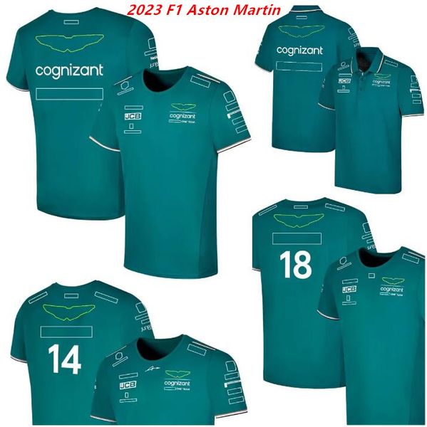 F1 2023 Camiseta Oficial dos fãs do Team Driver Fórmula 1 Aston Martin Racing Polo Camisa Manga Curta Mesmo Verão Moda Camiseta Verde Jersey.