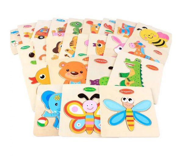 BRINQUEDORES BEYS 3D Puzzles de madeira Brinquedos educacionais para crianças Bloco de construção Wood Toy Jigsaw Craft Animals Brinquedos de bebê 6 a 12 meses