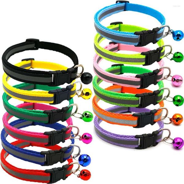 Collari per cani Collare in nylon resistente regolabile con adesivi riflettenti Bell Pet Fornisce larghezza 1 cm 19-32 cm