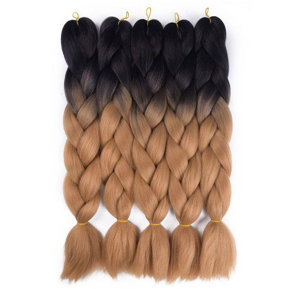 Синтетические плетеные волосы 24 дюйма 100 г косы с двумя тональными цветами высокотемпературное волокно удлинение волос