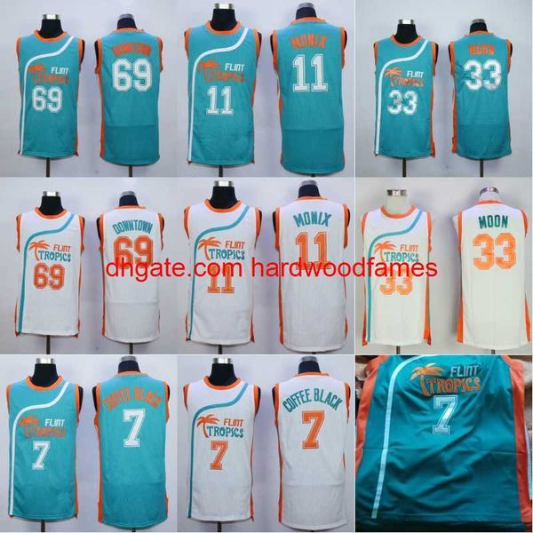 Flint Tropics Moive Semi Pro 33 Jackie Moon Jersey 7 Coffee Black 11 ED Monix #69 Downtown Jersey Stickereien AUF LAGER