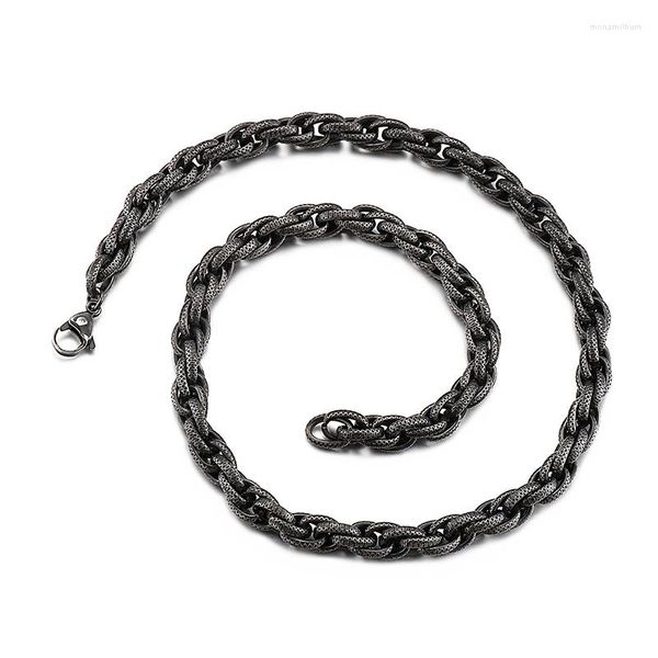 Catene 24 '' 8mm Nero Acciaio inossidabile Hip-Hop Twist Collana a catena a maglie per uomo Ragazzi Regali di NATALE Compleanno