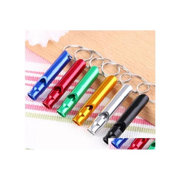 Keychains coranyards metal apito portátil cuyrings de defesa portátil anéis de carro acessórios de chaves de carros de carro de sobrevivência ao ar livre de sobrevivência de câmeras dhcqp