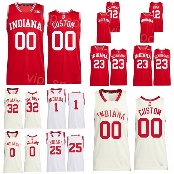 Indiana Hoosiers 25 Race Thompson Jersey College Basketball 12 Miller Kopp 32 Trey Galloway 23 Trayce Jackson-Davis 1 Hood-Schifino 0 Xavier Johnson Sewing NCAA