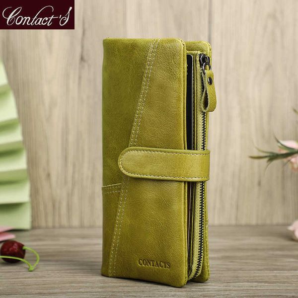 Wallets Contact Women Walets Design Brand Design de alta qualidade Carteira de couro genuíno fêmea feminina Hasp Fashion Dollar Price Purse Long Card Titular G230308