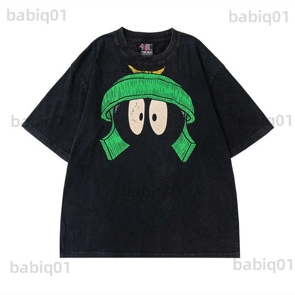 Homens camisetas Sapo deriva qualidade superior moda verão lavado preto vintage rua alta martian marvin t camisa tee top mens