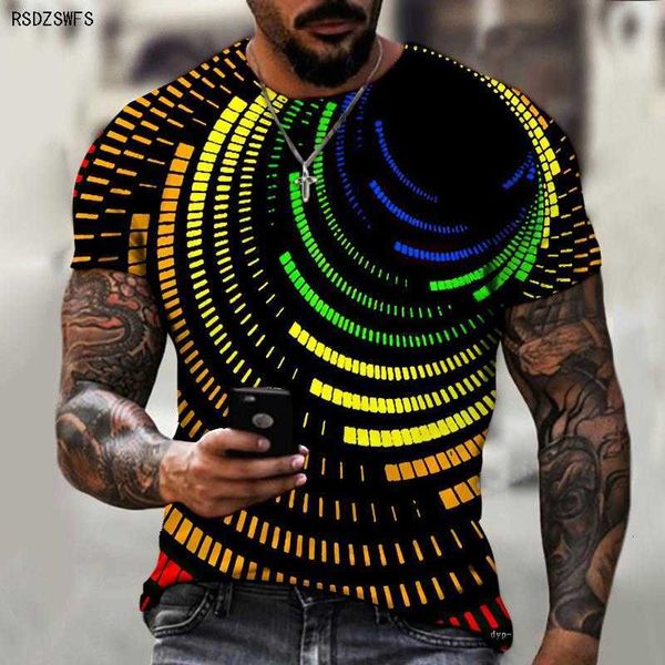 Herren T-Shirts Männer und Frauen Caual Thirt Frühling Sommer Atmungsaktiv Kurzarm Tech Swirl Information Digitaldruck 3D Harajuku Fahion Streetwear Größe 5XL