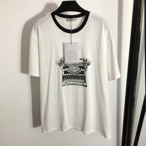 23SS Brand Designer Женская футболка с круглой шеей Pure Cotton Perfume Bottle Print Print