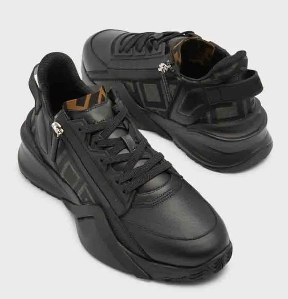 Designers de luxo Homens Sapatos Casuais Tênis de fluxo lateral com zíper Tênis Flats Top baixo Couro Genuíno Homem Tênis de luxo ao ar livre 38-46Box