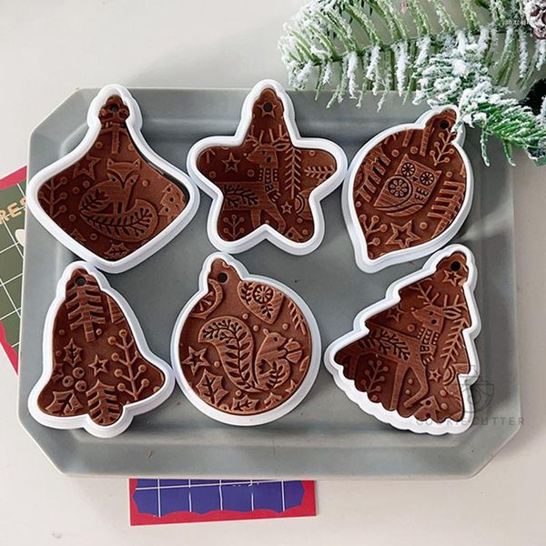 Backformen Frohe Weihnachten Ausstecher Baum Stern Glockenform Kunststoff Pressbare Keks Fondant Form Party DIY Kuchen Dekoration Werkzeuge