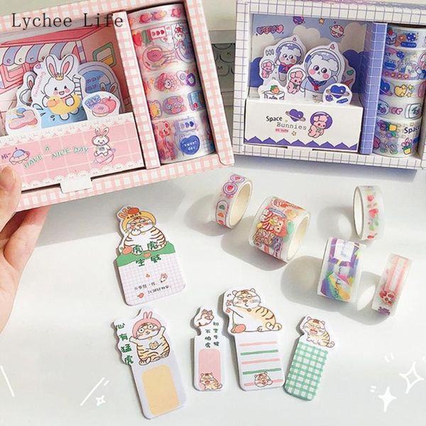 Embrulho de presente Lychee Life Masking Washi Fita Define Cartoon Cute