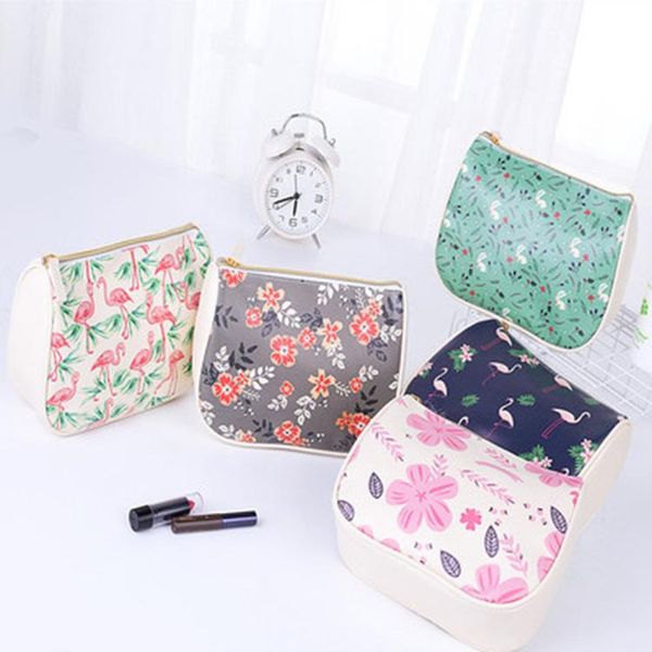 Bolsas de armazenamento Moda Flamingo Viagem portátil Bolsa de cosméticos Mulheres casuais maquiagem bolsa de bestas de higienetrizador de higiene pessoal