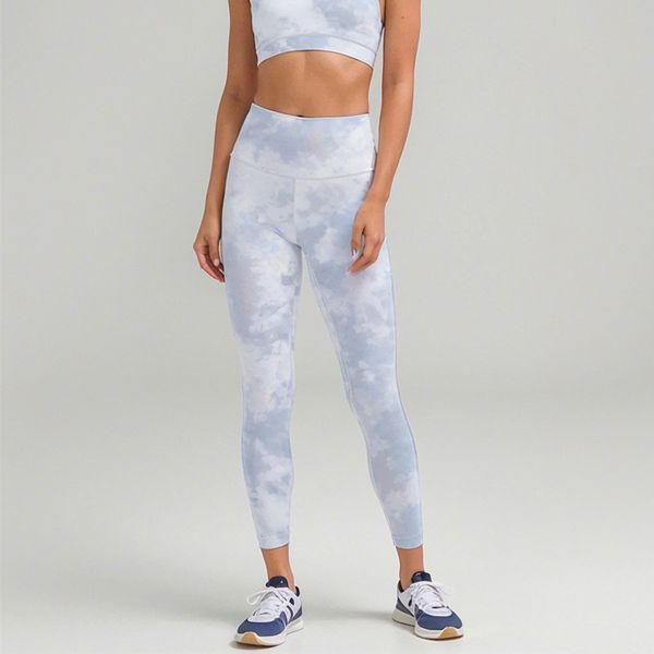 LL Tie-dye Yoga Leggings Push Fitness Skin-friendly Vita alta Senza cuciture Allineare Legging Hip Lift Tie-dyed Casual Capris Nono Pantaloni Pantaloni da jogging 6 colori