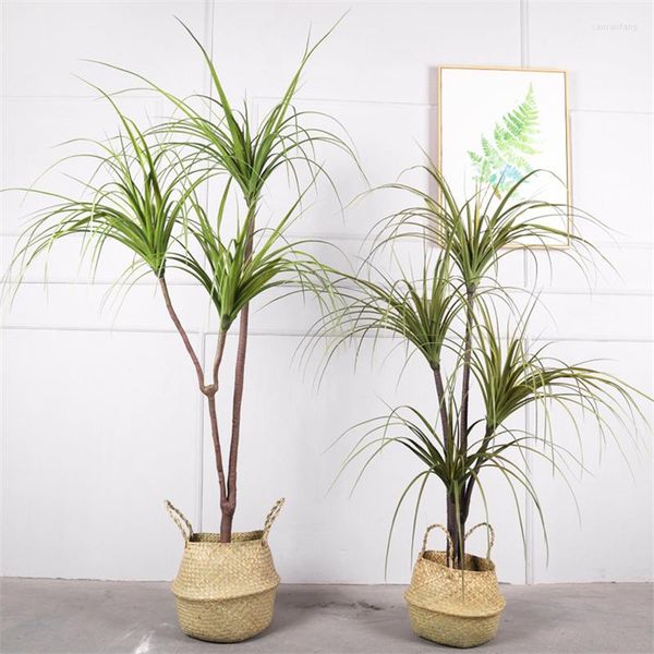 Flores decorativas de alta simulação Horsetail Tree Indoor Fake Dragão Brasileiro Blood Green Plated Witted Living Room Decoration Bonsai