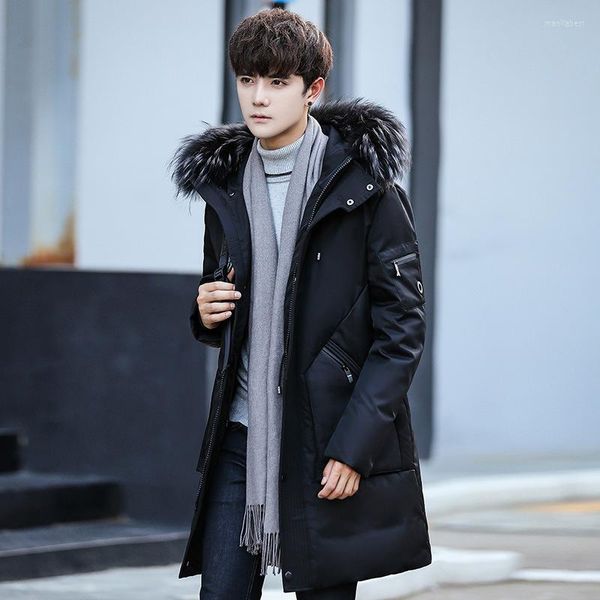Masculino para baixo 2023 casacos casacos de capuz masculino adolescentes edição Han com pato branco grosso casaco de inverno quente