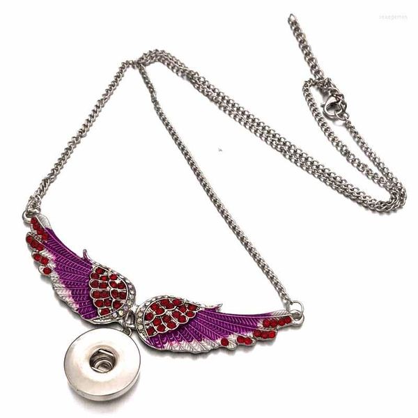 Anhänger Halsketten Austauschbare Kristall Flügel Ingwer 290 Druckknopf Halskette Schmuck Fit 18mm Charme Für Frauen Geschenk