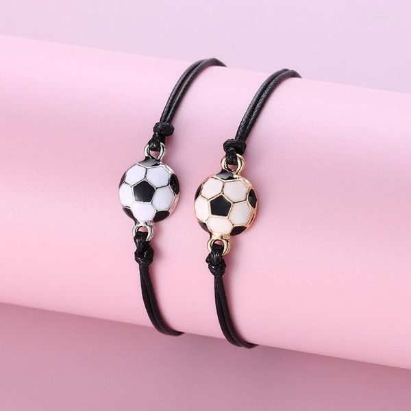 Bracelets de charme Lovecryst 2pcs/bracelete definido para menino menina cobre color de ouro bola de futebol bola amizade ajustável