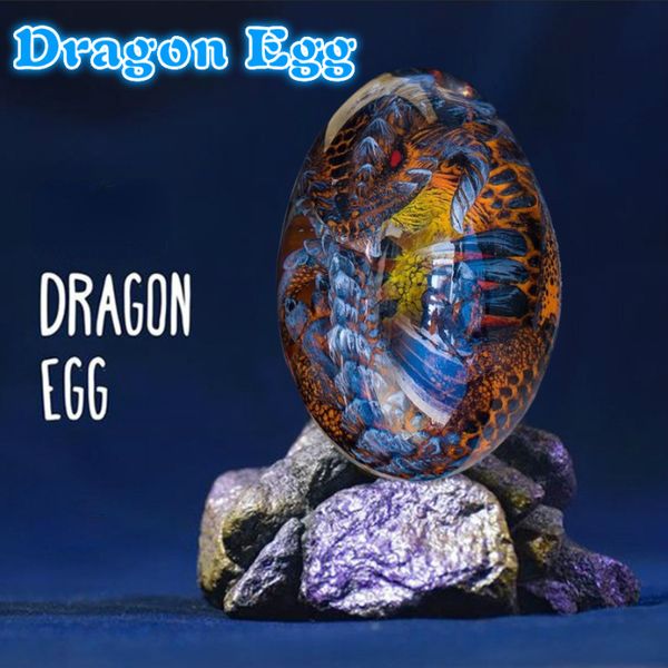 Oggetti decorativi Figurine Trasparente Drago Uovo Lava Dinosauro Resina Embrione Uovo Regalo Ornamentale Collezione Scultura Fire Dragon Wyvern 230321