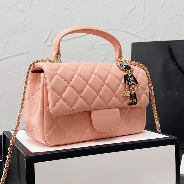 Pink Schulterkreuzkörper Luxuskanal Mini Klappenbeutel Top Griff Geldbeutel gestailte Lederkreuzkörper Kleine Workshop -Taschen CC TOTE Phone Frauen Clutch Handtasche Designertasche