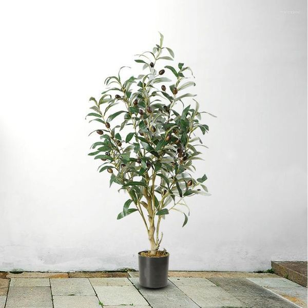 Flores decorativas de 80 cm de oliveira, simulação de planta plástica artificial pequena de bomte