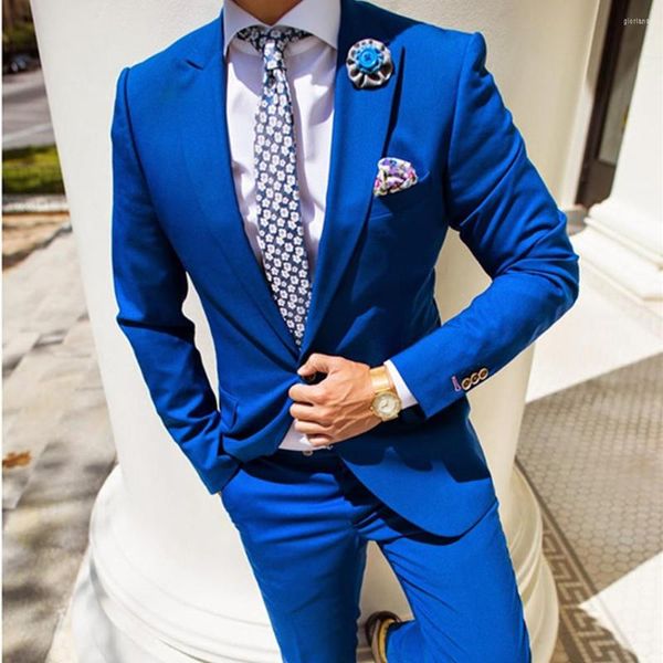 Herrenanzüge Ankunft Royal Blue Herren 2 Stück Maßgeschneiderte Hochzeit Custom Bräutigam Smoking Trauzeuge Partyanzug für Mann Jacke Hose