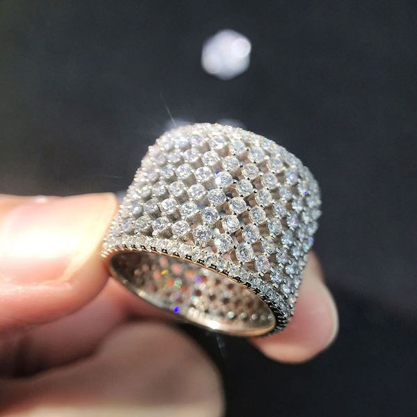 Anello da dito con zircone vuoto AAAAA Anelli per fedi nuziali riempiti in oro bianco per regalo di gioielli di fidanzamento per donne e uomini