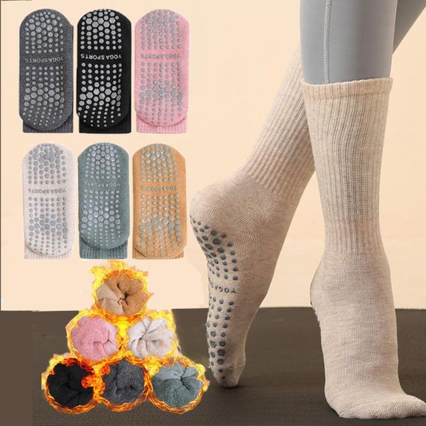 Chaussettes de sport automne hiver épaisses et Pilates mi-longues Yoga