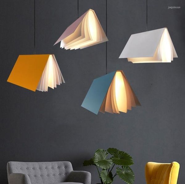 Lampade a sospensione Lampadario a libro LED nordico semplice Lampada da bar personalizzata Libreria Art Living Room Decor Light Fixtures