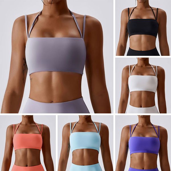 2023 Sport Bra Lululemens Womens Yoga Sports Bras ativo Designer de roupas íntimas de fitness à prova de choques Back Lulus Tops Tamanho Asiático S-XL