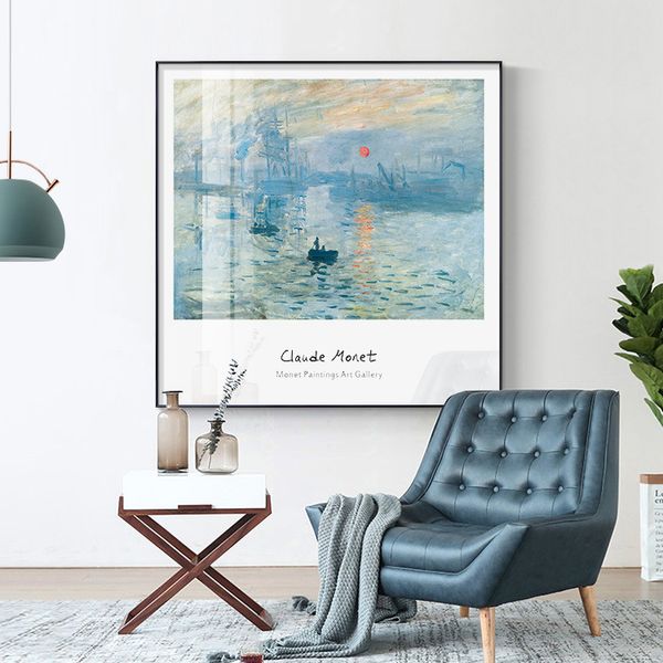 Pintura famosa: Monet, nascer do sol, impressionismo, pintura decorativa nórdica, pintura suspensa, sala de estar moderna, quarto, sala de jantar, lírio de água, paisagem, pintura a óleo