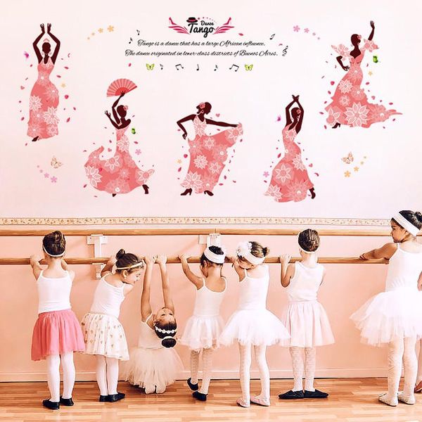 Adesivos de parede Pretty Dancing Girls PVC Material Decalques removíveis para murais de decoração de moda da sala de dança