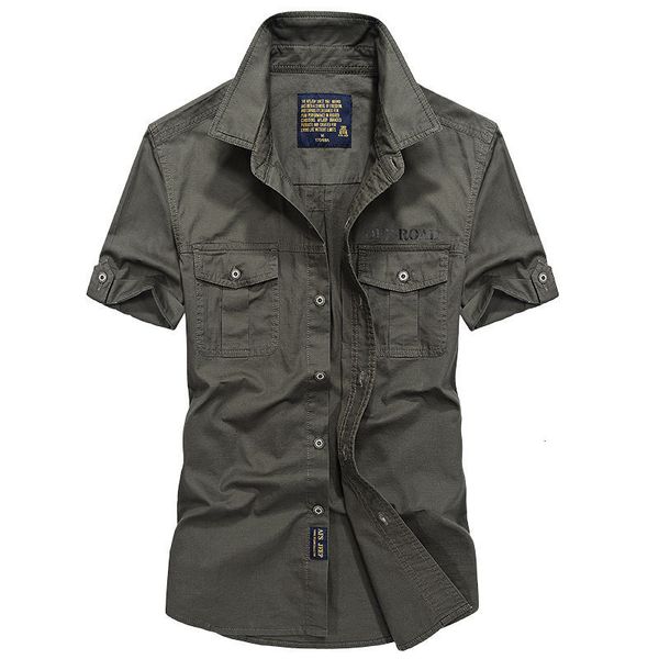Camisas casuais masculinas plus size 4xl de verão masculino camisa de manga curta Cargo Camisas militares respiráveis ​​roupas importadas Camisa Social Masculina 230321
