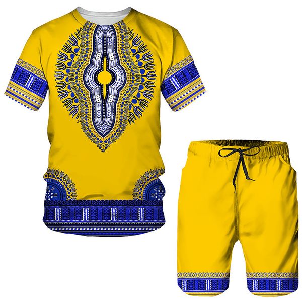Tute da uomo Estate 3D Stampa africana Casual Uomo Pantaloncini Abiti Coppia Abiti Stile vintage Hip Hop T-shirt Uomo Donna Tuta Set 230321