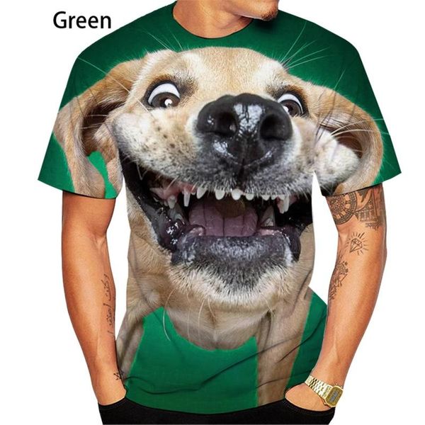 Camisetas masculinas Homens de verão/mulheres engraçadas camiseta de cachorro 3d