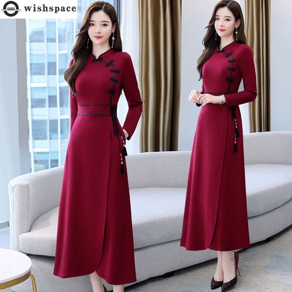 Lässige Kleider Vintage chinesischer Stil Elegantes Damen-Cheongsam-Kleid Comforta Lässiges Sommer-Sommerkleid mit langen Ärmeln Partykleid Büro-Robe 230321