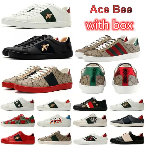 Designer Ace Sneakers Casual Kleid Tennisschuhe Männer Frauen schnüren klassische weiße Ledermuster Bottom Katze Tiger Print Sportliebhaber Trainer