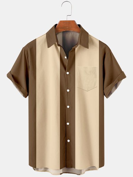 Casual overhemden voor heren Gestreepte overhemden voor heren Overhemden met knopen Blouse met korte mouwen Herenoverhemd Verticale bowlingoverhemden voor heren 230321