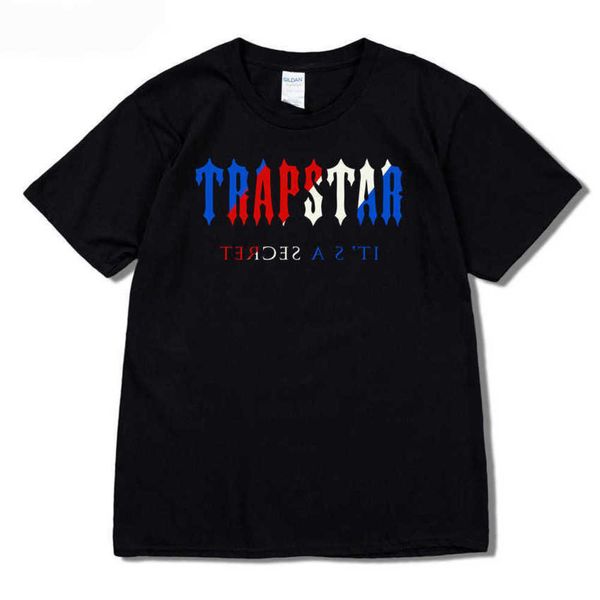 Trapstar T-shirt a maniche corte T-shirt stampata casual allentato per coppia maglione versione da stirare per uomo e donna per il tempo libero girocollo stampa design avanzato 30ess