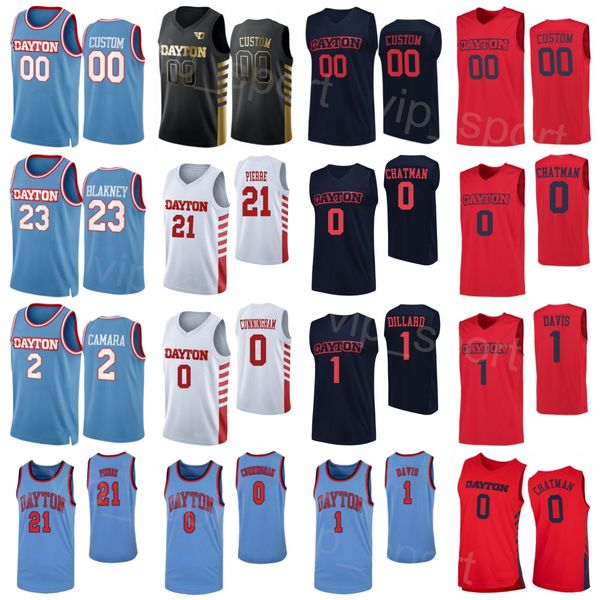 Basquete da faculdade 1 Darrell Davis Jersey Dayton Flyers 21 Dyshawn Pierre 0 Rodney Chatman 0 Josh Cunningham 1 Kevin Dillard University Costing NCAA Man Woman Youth Youth