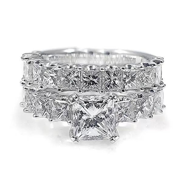 Princess Cut Lab Diamant-Fingerring-Sets, Weißgold gefüllt, Party-Ehering-Ringe für Damen und Herren, Verlobungsschmuck, Geschenk